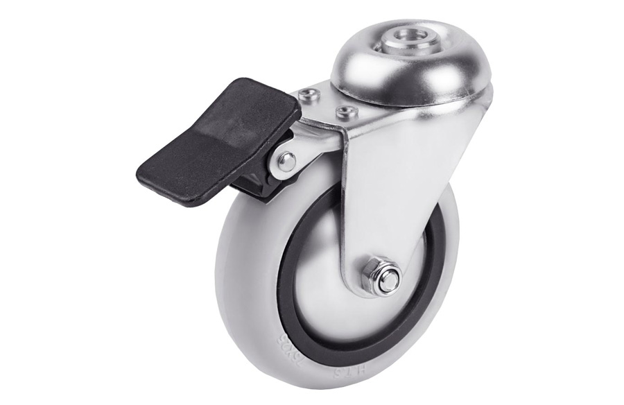 Mobilya Tekerlek-75 *25 mm Boş Geçme Bağlantılı Frenli PVC Tekeri