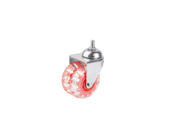 Otel Ekipman Tekerlek-75 *25 mm Vida Bağlantılı Kırmızı Çift Makaralı Şeffaf Teker