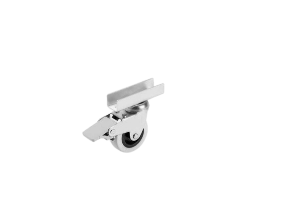 50 mm U Tabla Bağlantılı Frenli Gri Makaralı PVC Kaplama Eko Teker