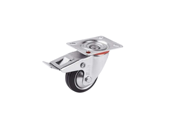 80mm Çaplı Tabla Bağlantılı Galvaniz Kaplama Metal Gövde Frenli Tekerlek