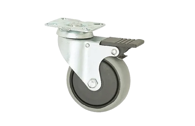 HTS | 125mm Çaplı Tabla Bağlantılı Frenli Metal Gövde Tekerlek