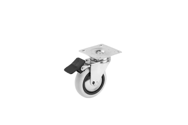 HTS | Mobilya Tekerlek-75 *25 mm Tabla Bağlantılı Frenli PVC Teker