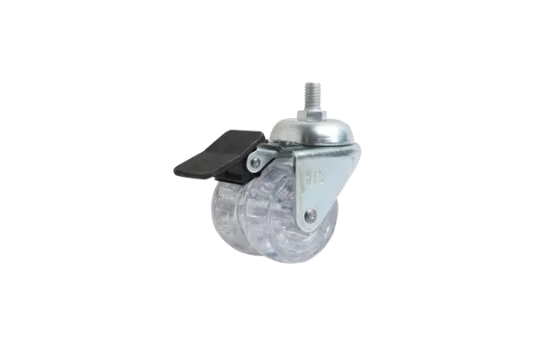 HTS | 50*20mm Vida Bağlantılı Frenli Şeffaf Çift Makaralı Teker