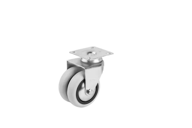HTS | 75*25 mm Tabla Bağlantılı Gri Çift Makaralı PVC Tekerlek