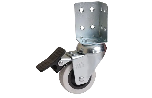 HTS | 50 mm Çaplı Çift Bilyalı L Köşe Tabla Bağlantılı Frenli PVC Teker