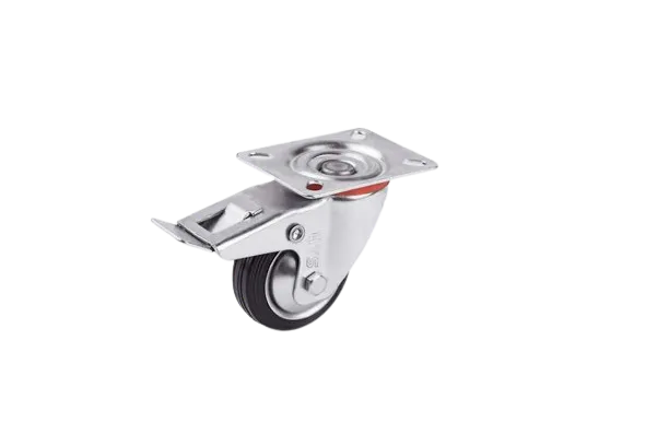 HTS | 80mm Çaplı Tabla Bağlantılı Galvaniz Kaplama Metal Gövde Frenli Tekerlek