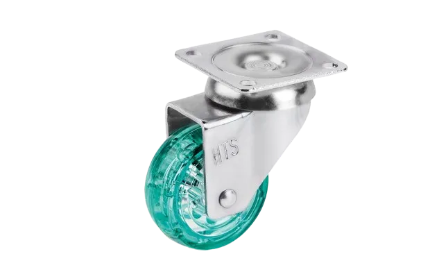 HTS | 50 mm Çaplı Tabla Bağlantılı Şeffaf Yeşil Makaralı Teker
